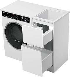 Misty Тумба с раковиной под стиральную машину Ингрид 100 R белая – фотография-4